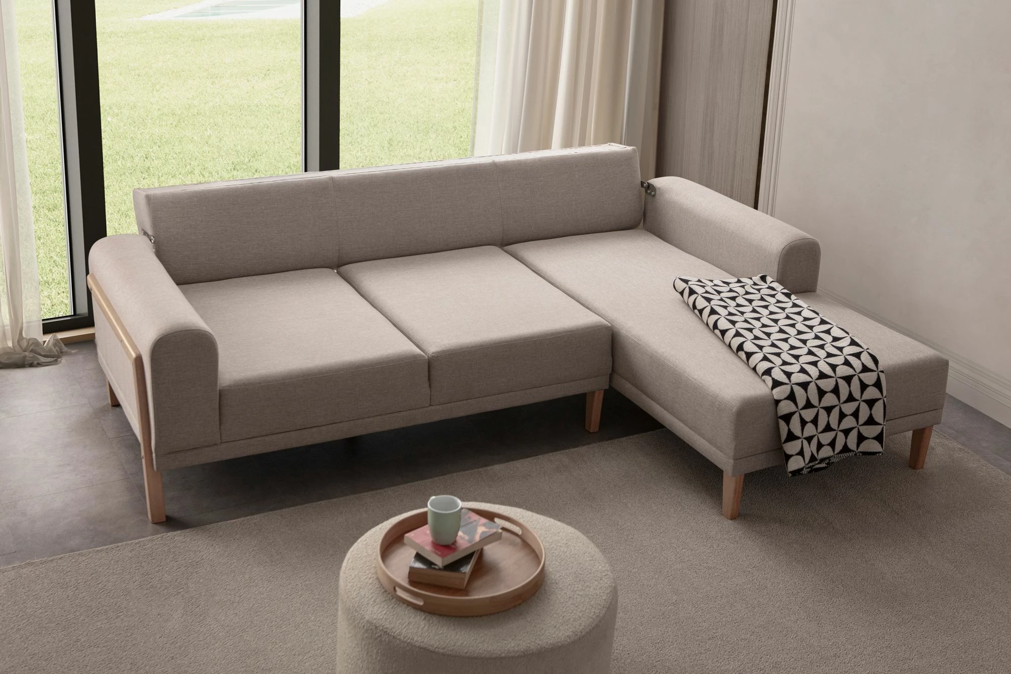 Këndare Atelier del Sofa, latte relax, e djathtë, krem