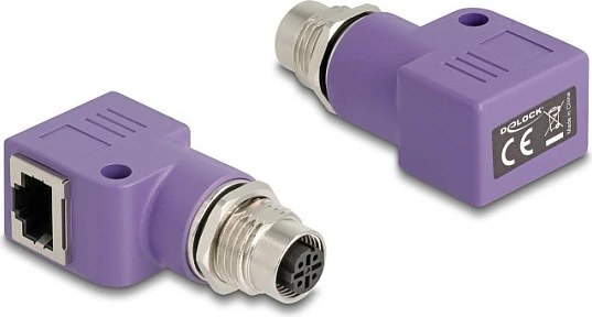 Adapter Ethernet industrial DeLOCK 60680, M12 femër në RJ45 femër, Cat5e, violet