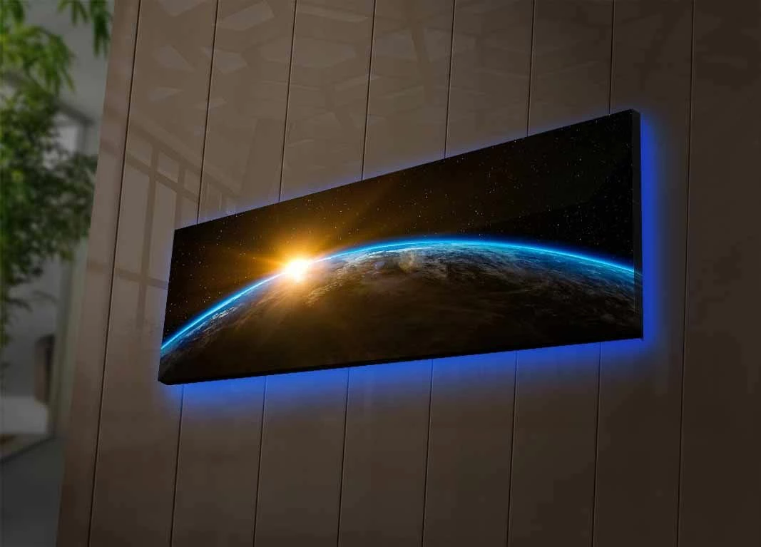 Pikturë dekorative në kanavacë me drita LED, Wallity, 3090NASA-018, shumëngjyrëshe, 30x90cm