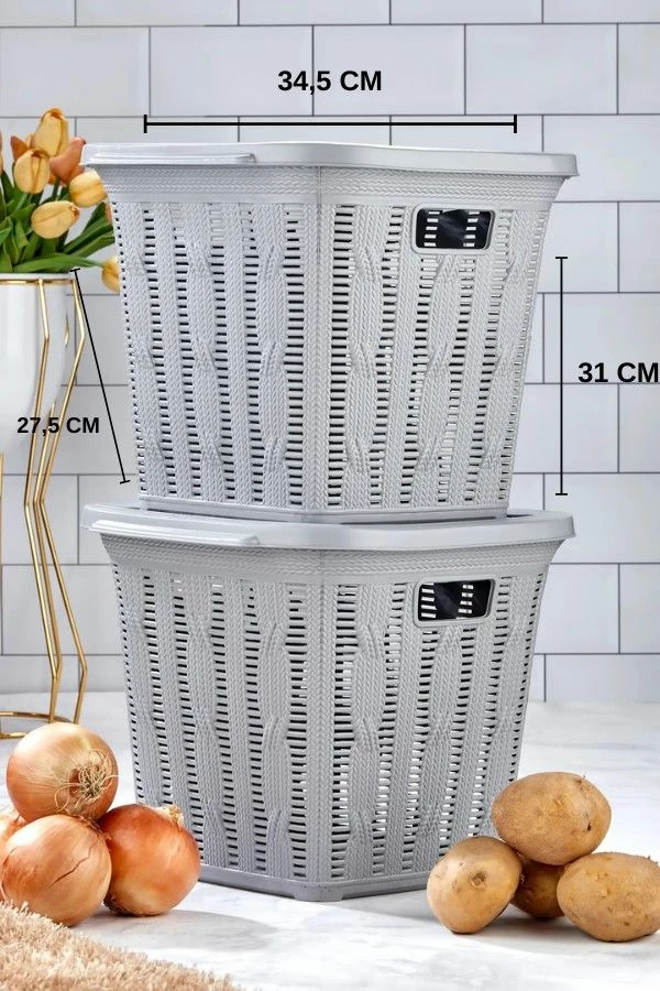 Set shporta për rroba, ngjyrë gri, Mijölnir, PZR-070 (2 copë)