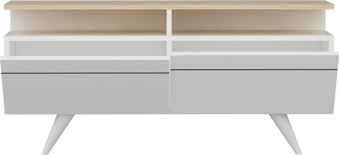 Komodë TV Hanah Home, Berlin 120, e bardhë dhe lis