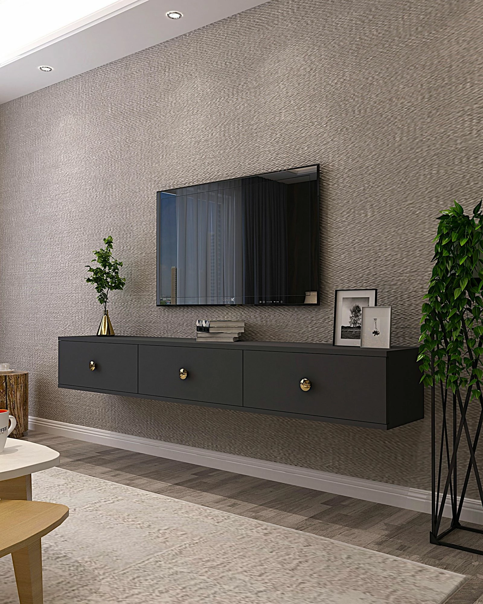 Komodë TV, ngjyrë antracit, Zuzu 180, Skye Decor