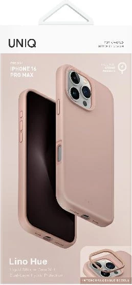 Mbështjellës UNIQ Lino Hue MagClick për iPhone 16 Pro, Rozë