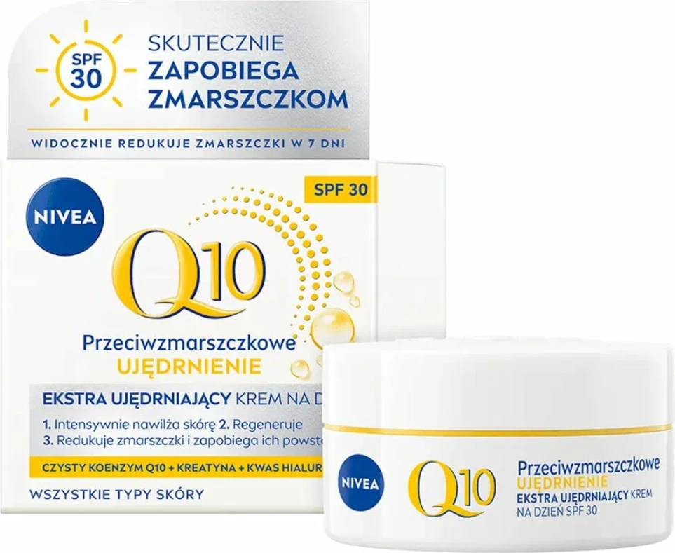 Krem ditës për fytyrë Nivea Q10 Firming për femra, SPF30, 50ml