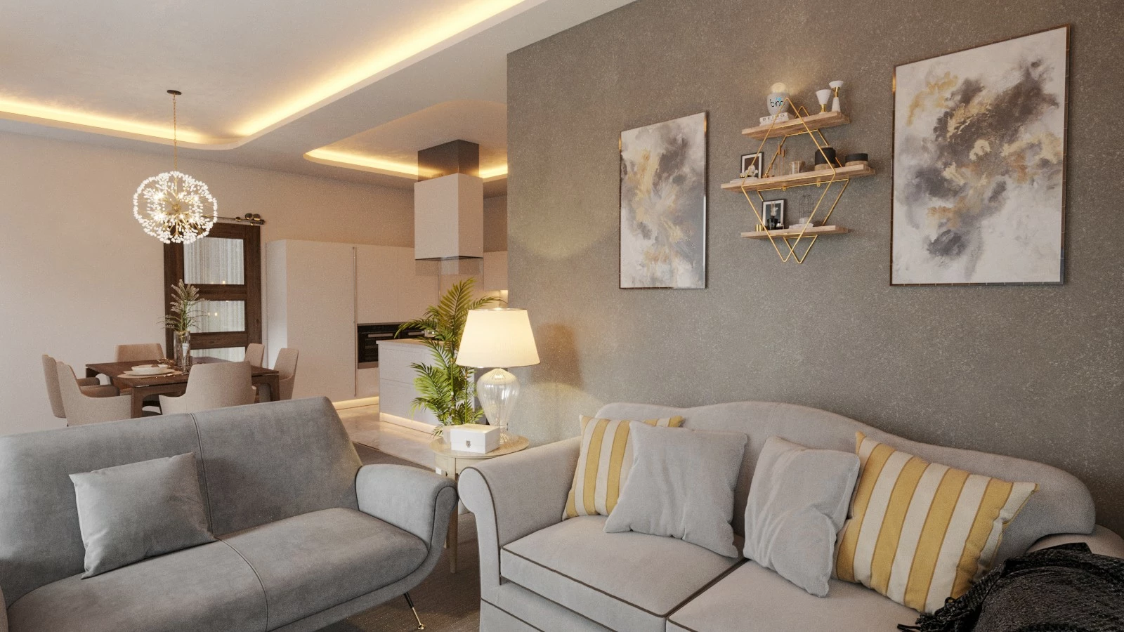 Raft muri Hanah Home, Prizma, i madh, ngjyrë ari dhe kafe