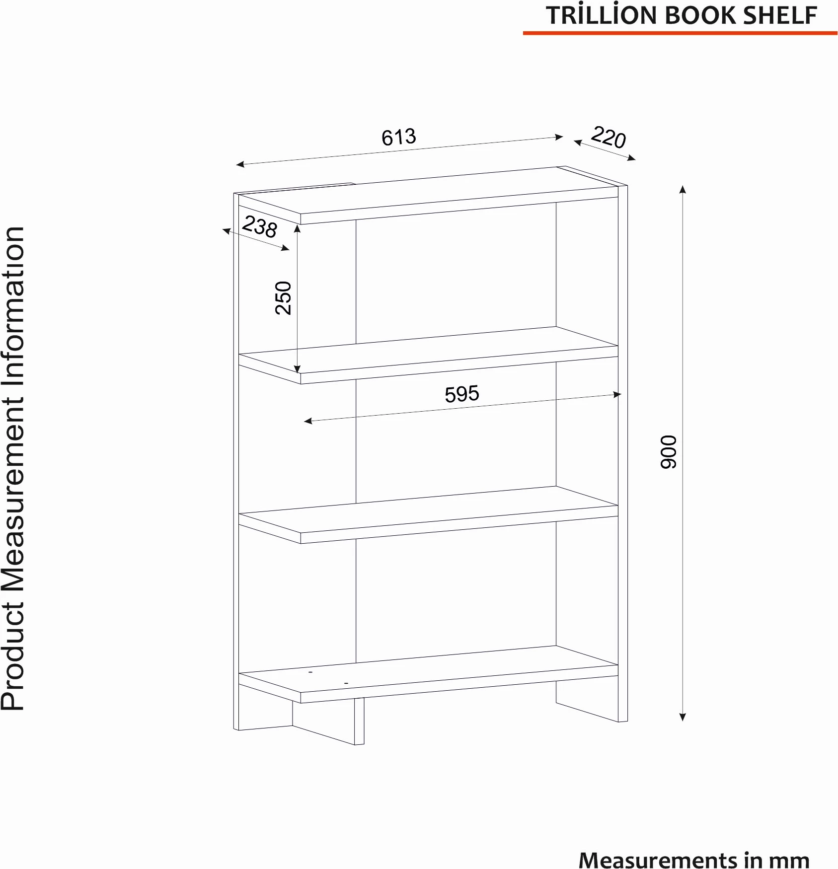 Raft librash Hanah Home, Trilion, i bardhë