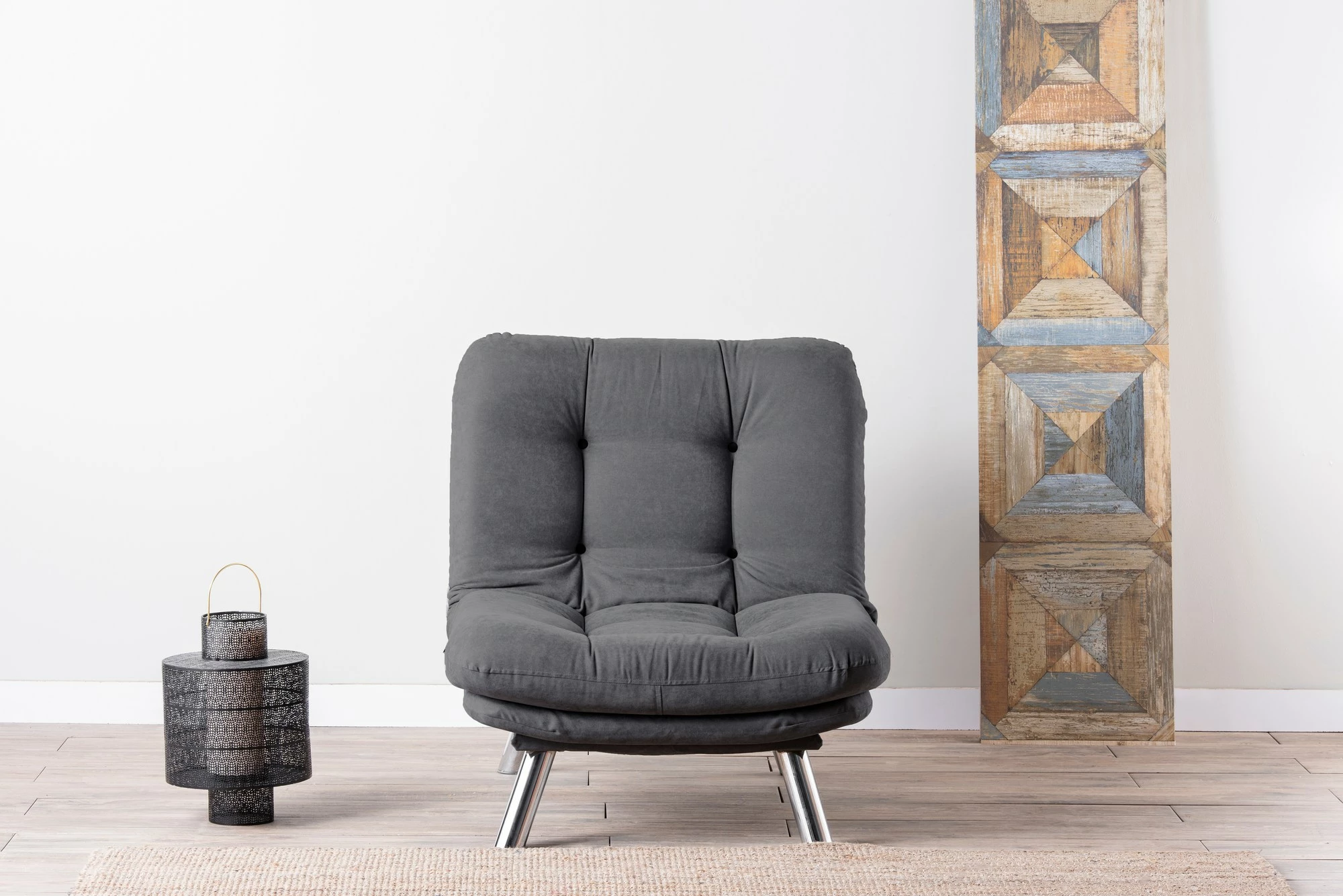 Karrige një vendëshe, Atelier del Sofa, Misa Solo, ngjyrë gri