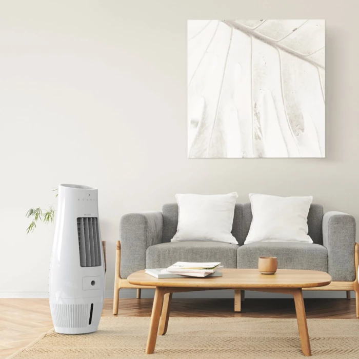 Ftohës ajri BECOOL BC07AC60WF 4-në-1, 7L, 50W, 480 m³/h, me mbrojtje insektesh, me telekomandë, 2 cooling packs, i bardhë