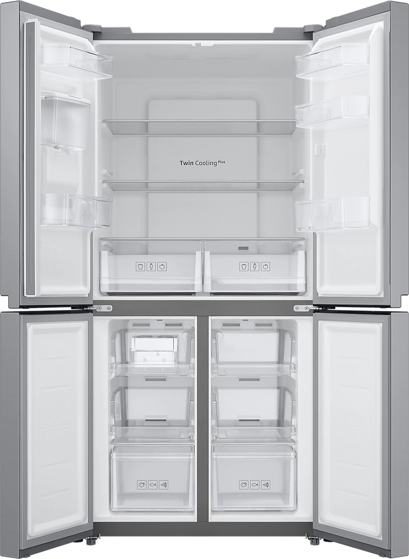 Frigorifer Samsung RF48A401EM9 Twin Cooling Plus, dispenser uji pa lidhje, Argjend