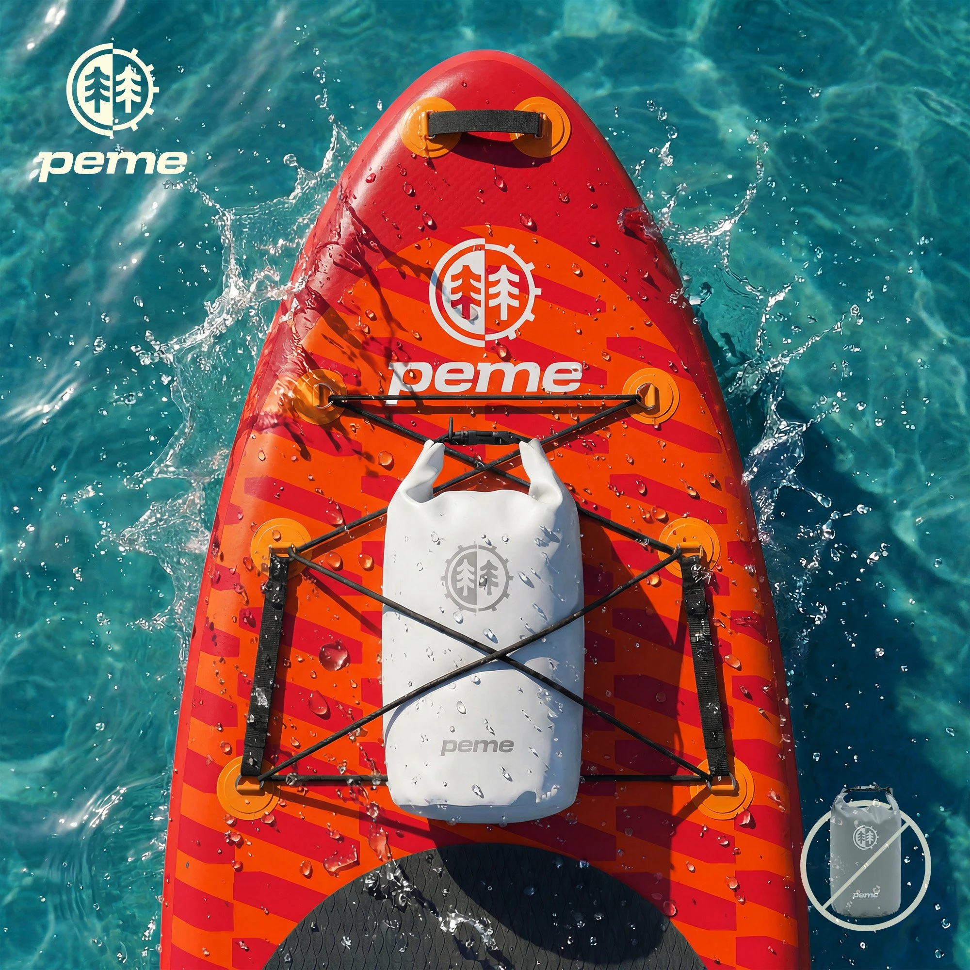 Dërrasë SUP inflatuese Peme Hydro 350 350x81x15 cm, deri 166 kg, 18 PSI, portokalli/kuqe (Sunset Orange), set me lopatë 2-në-1 + pompë + çantë shpine