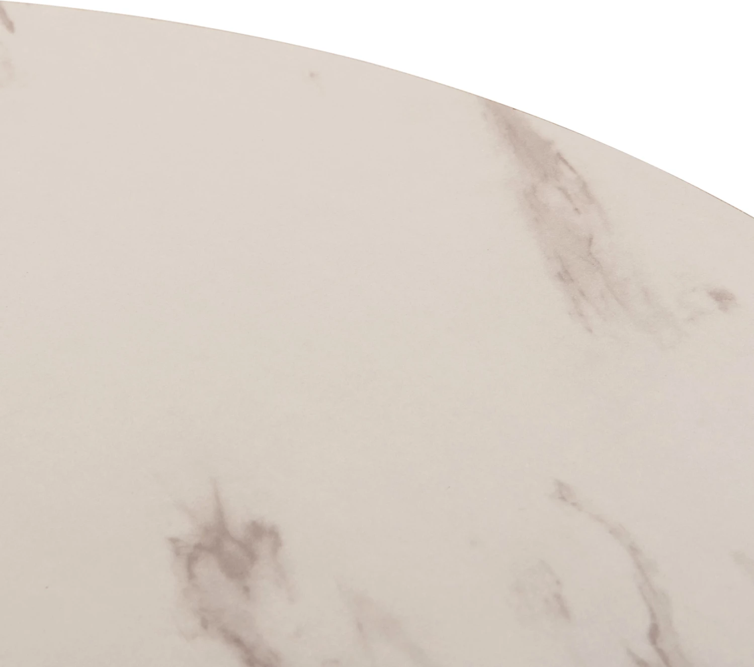 Tavolinë e rrumbullakët ngrënieje ROLLO, ngjyrë mermeri të bardhë, këmbë metalike, FH9421.11, 90x74cm