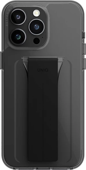 Mbështjellës UNIQ Heldro Mount me stand, për iPhone 15 Pro 6.1", smoke