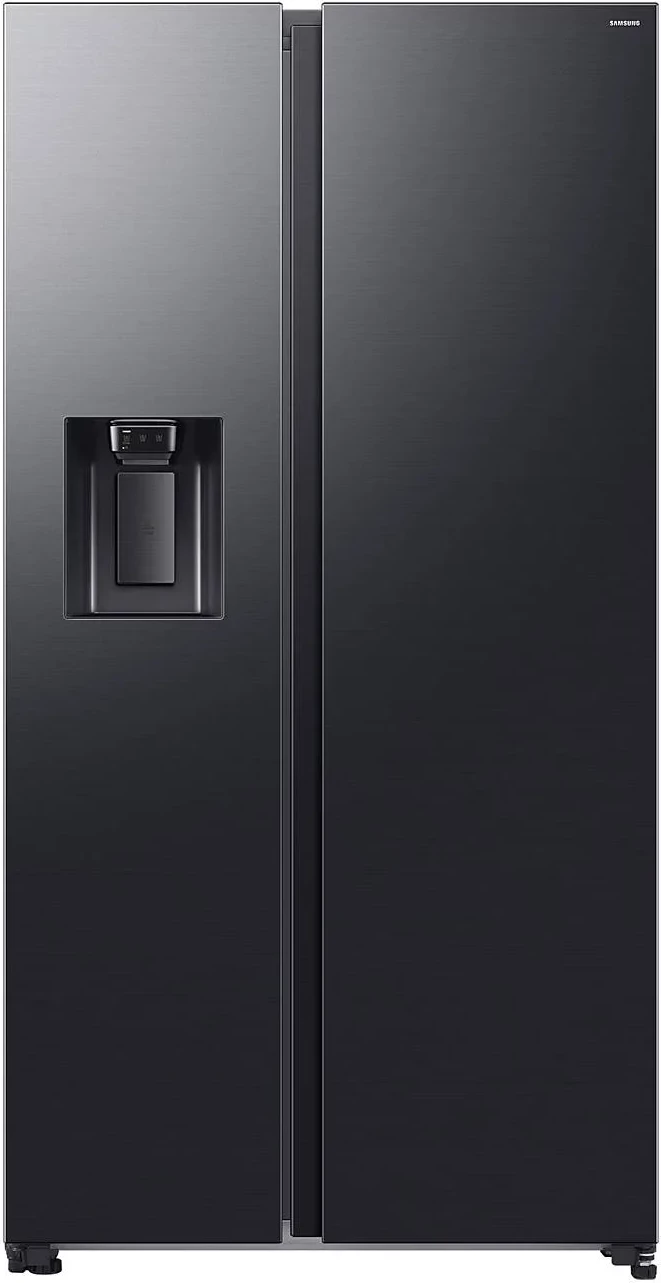 Frigorifer side-by-side Samsung SBS RS70F64KETEO 635 L, dispenser ujë dhe akull, Wi‑Fi SmartThings, AI Energy, klasë E, e zezë matte metal