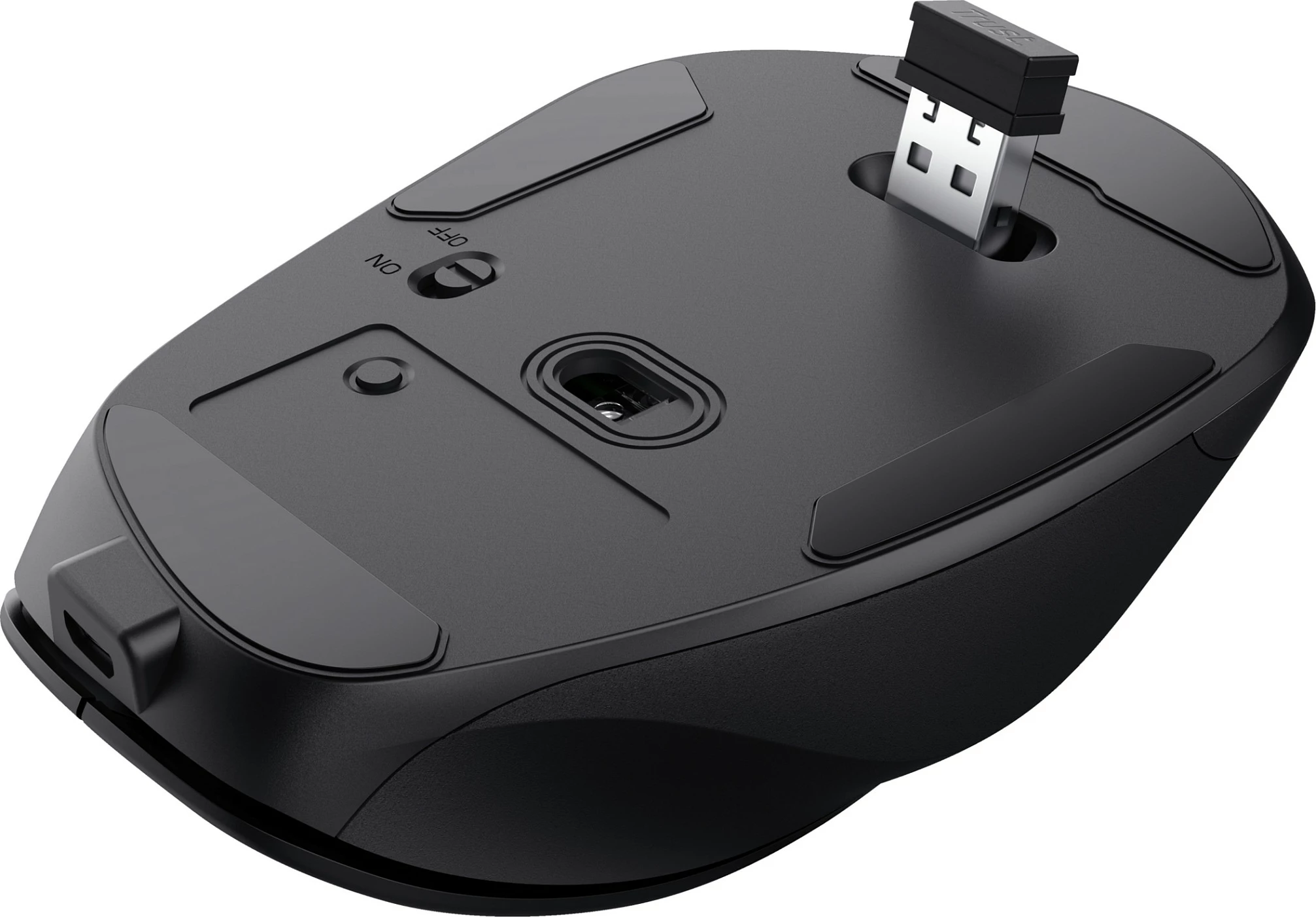 Maus Trust Fyda, wireless RF, rimbushshme, 2400 DPI, e zezë