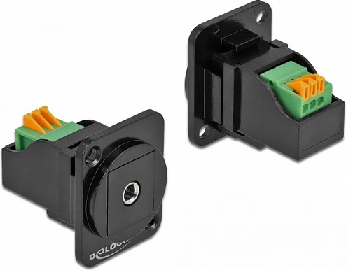Modul D-Type DeLOCK 3.5mm stereo female në terminal bllok, flat, i zi