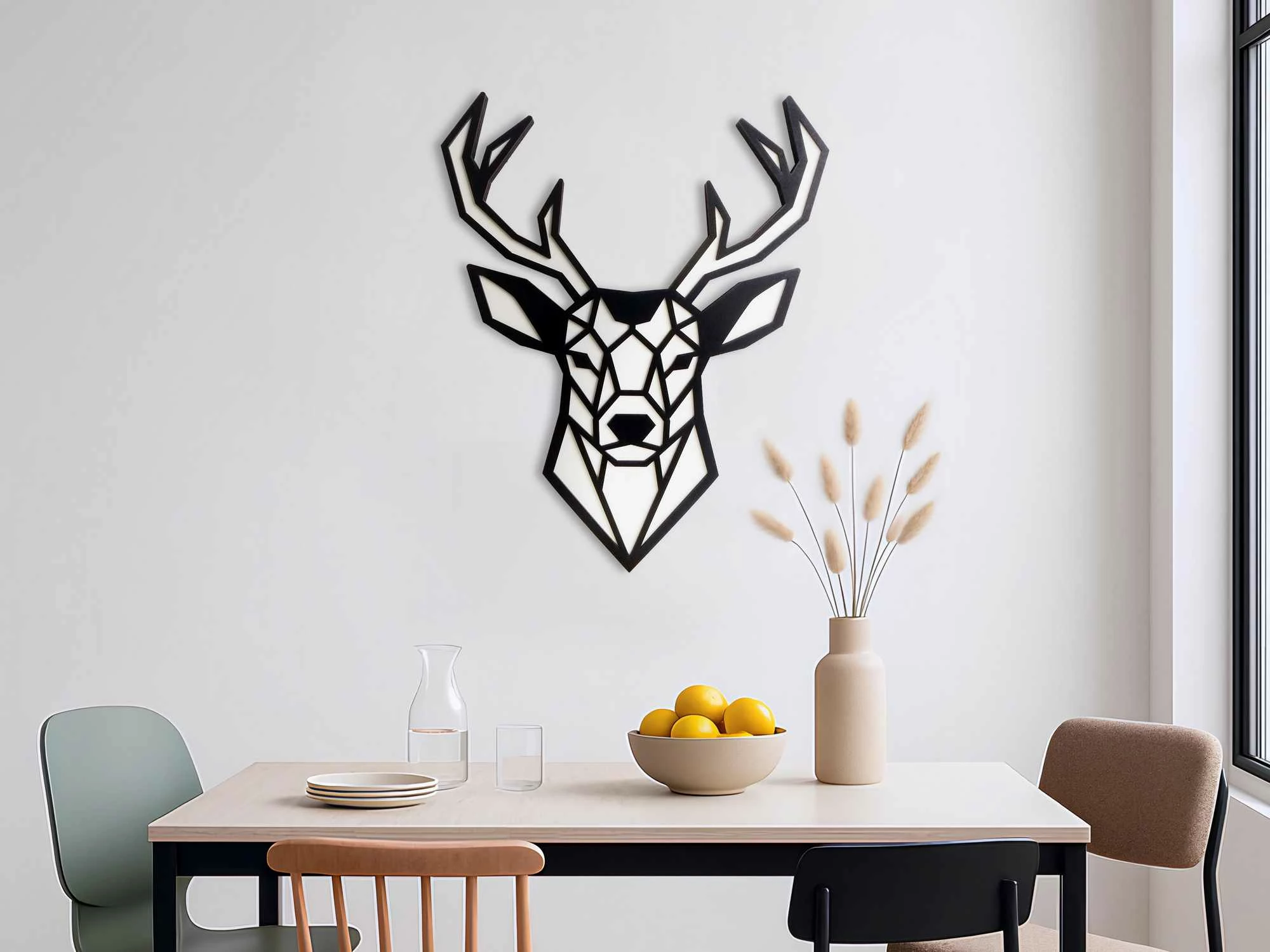 Pikturë dekorative me kornizë MDF Wallity, Veika, e zezë dhe e bardhë, 55x68cm