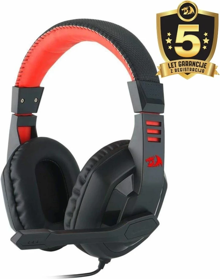 Kufje gaming Redragon H120 Ares, stereo me mikrofon, 3.5mm, kabllo 2m, zi/kuqe