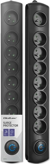 Prizë mbrojtëse Qoltec 50114 me 8 dalje, 3m, e zezë