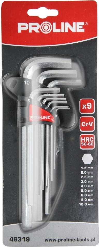 Set çelësa imbus PROLINE 48319 1.5-10mm, të gjatë, 9 copë
