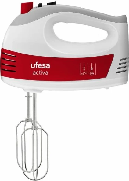 Mikser dore UFESA BV4650 400W, 5 shpejtësi + Turbo, bardhë/kuqe, set 2 rrahëse + 2 grepa brumi