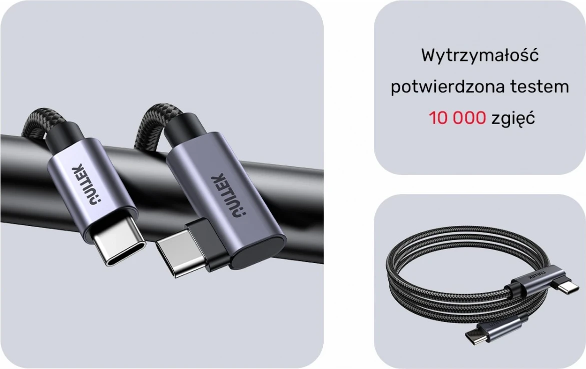 Kabull Unitek USB-C këndor 90° PD100W 3m, ngjyrë zi-hiri