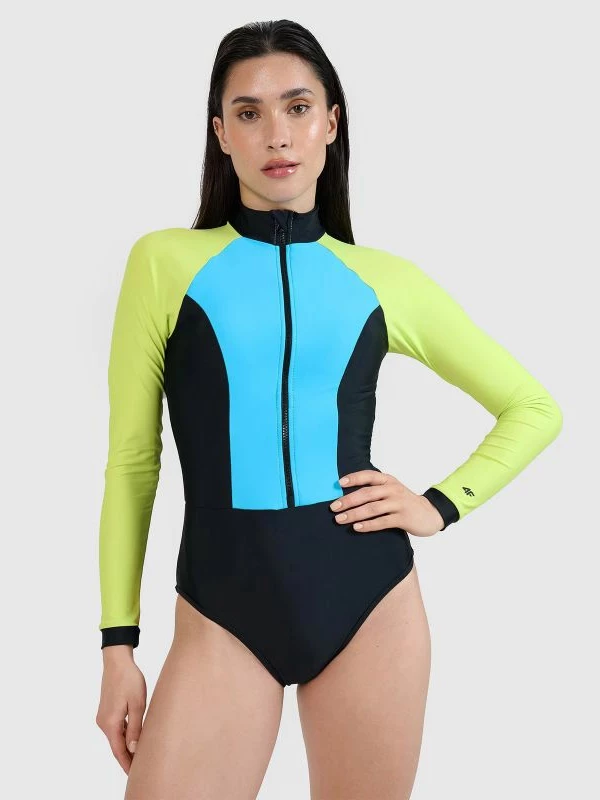 Kostum banje njëpjesësh për femra 4f, me mëngë të gjata