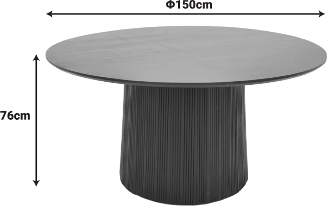 Tavolinë Canicule, dru akacie i fortë, ngjyrë e zezë, D150x75cm