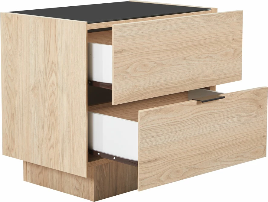 Komodinë Cubius me 2 sirtarë, ngjyrë natyrale, 58x39x54.2cm
