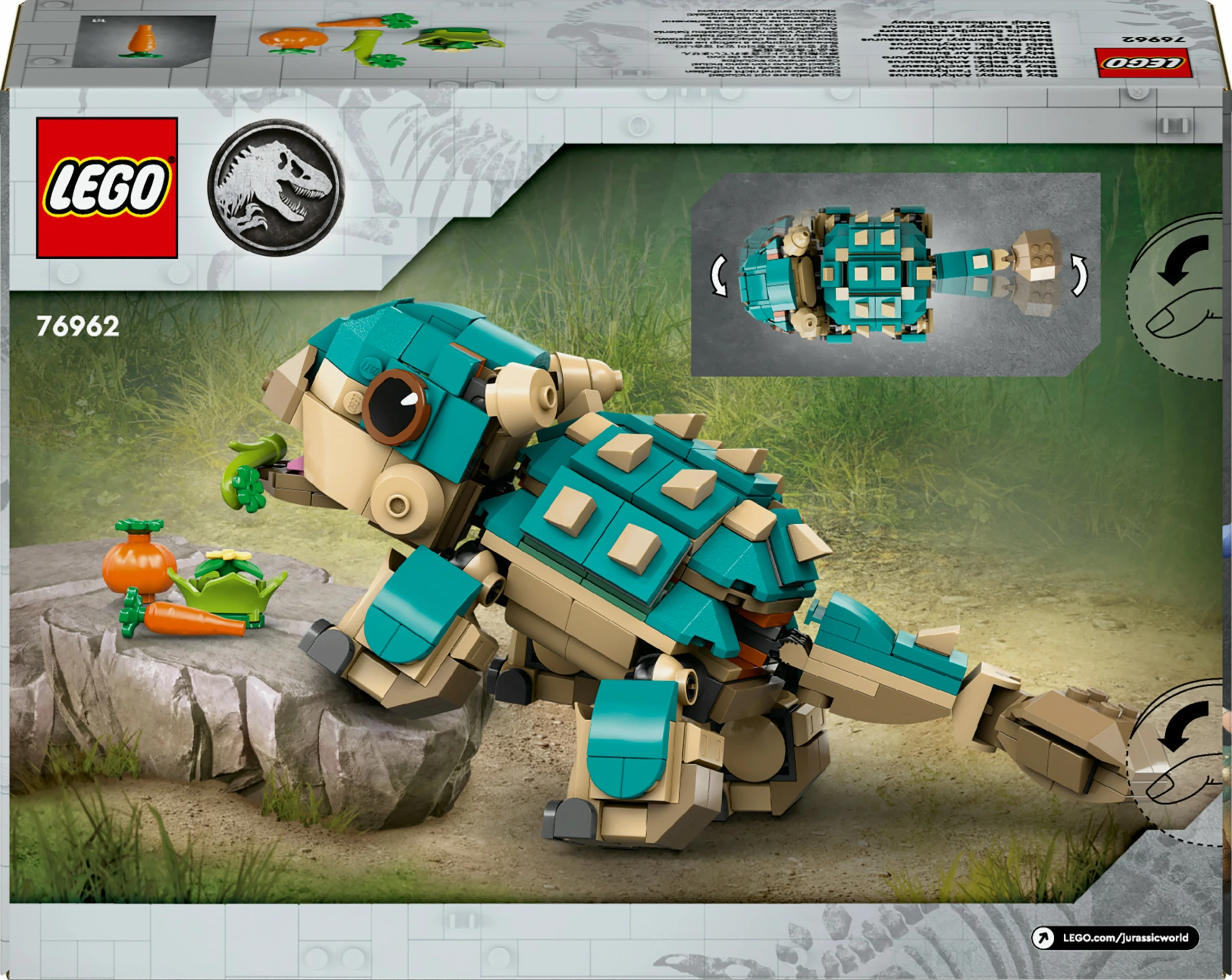 Set ndërtimi LEGO Jurassic World 76962 Baby Bumpy Ankylosaurus, shumëngjyrëshe