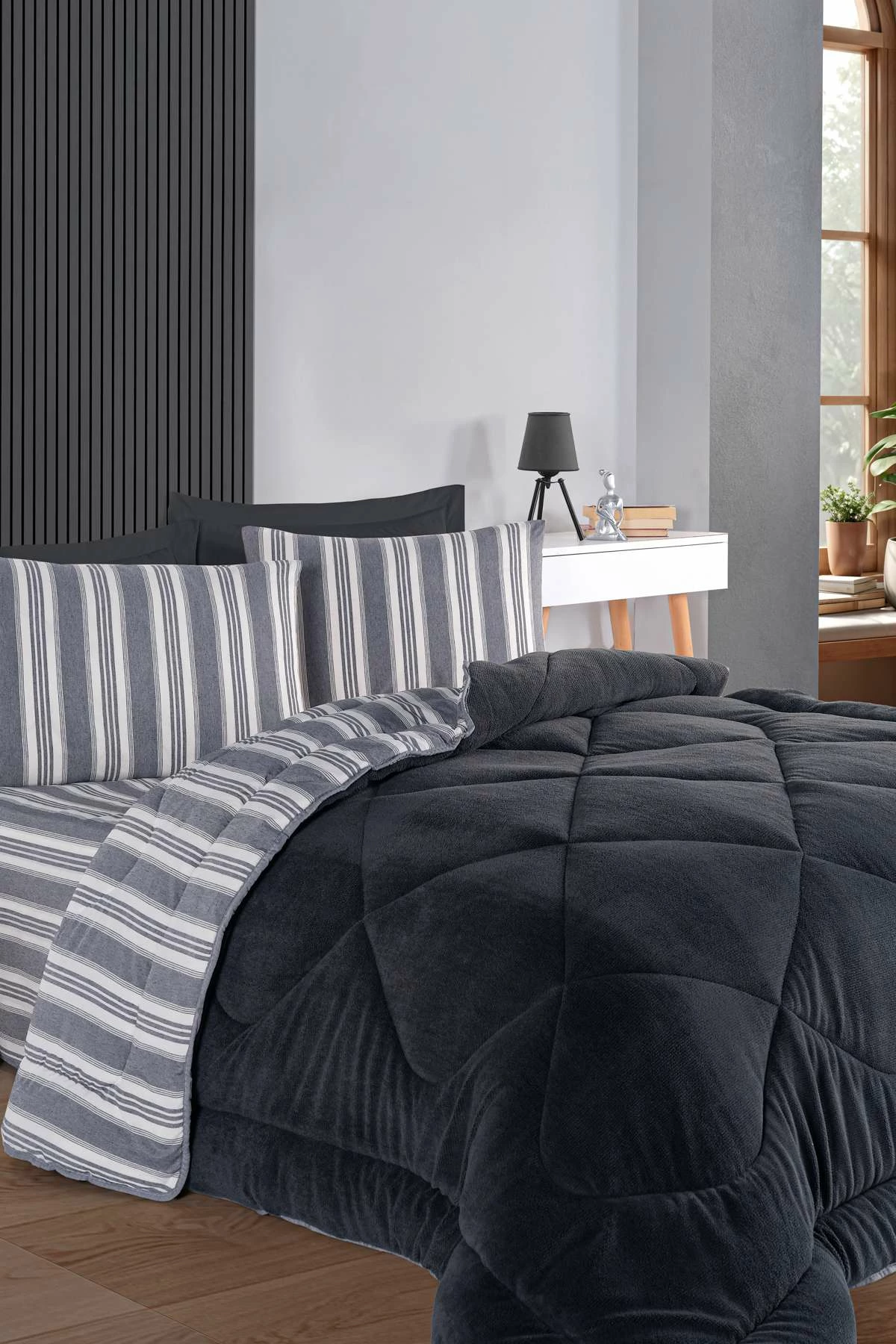 Set gjumi dopio L'essentiel, Soft Line, ngjyrë antracit