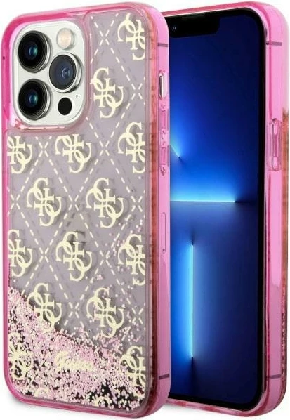 Mbështjellës Guess GUHCP14LLC4PSGP për iPhone 14 Pro 6.1", Liquid Glitter 4G, Rozë