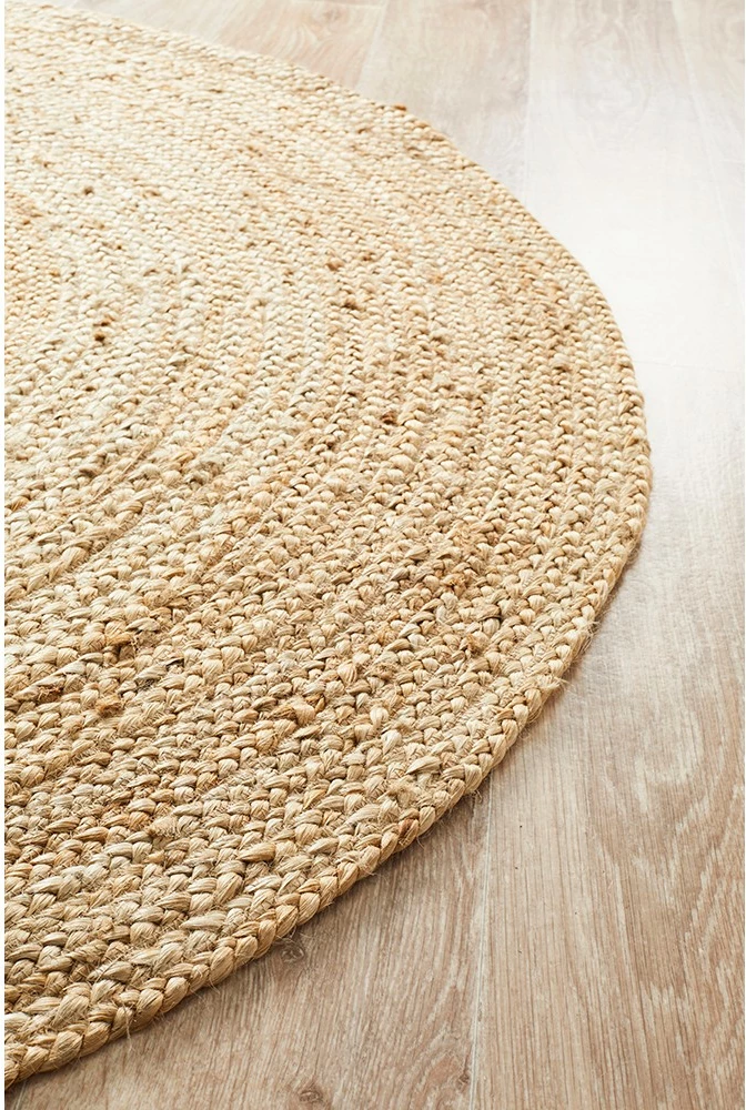Qilim jute i rrumbullakët, ngjyrë deveje, 120x120cm, Conceptum Hypnose 00023A