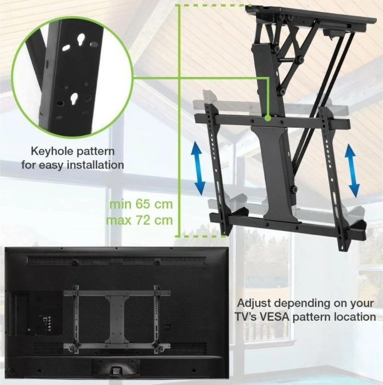 Mbajtës tavanor elektrik për TV Techly 368697, 32-70 inç, i zi