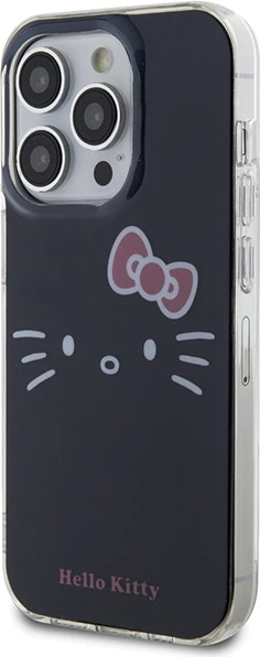 Mbështjellës Hello Kitty IML Kitty Face për iPhone 15 Pro, i zi