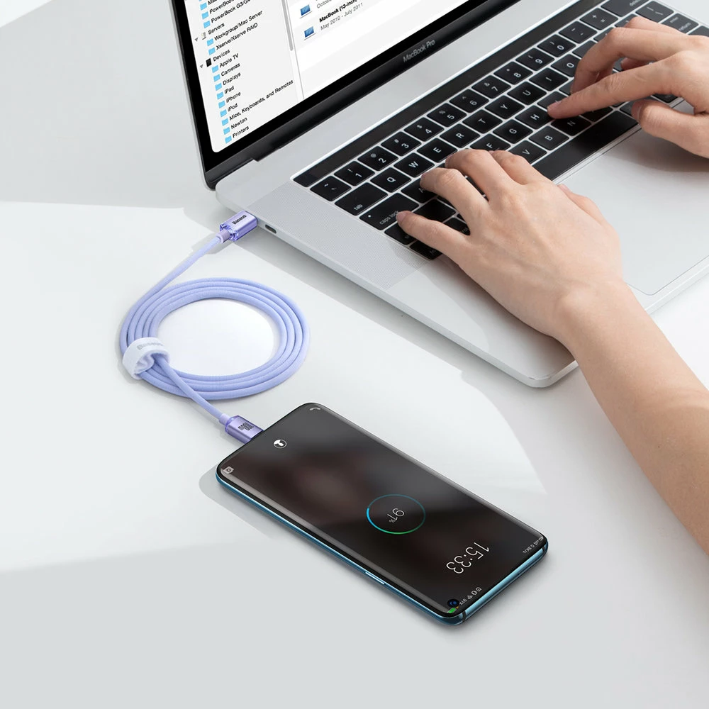 Kabllo USB-C në USB-C Baseus CAJY000701, 1.2m, 100W, Vjollcë