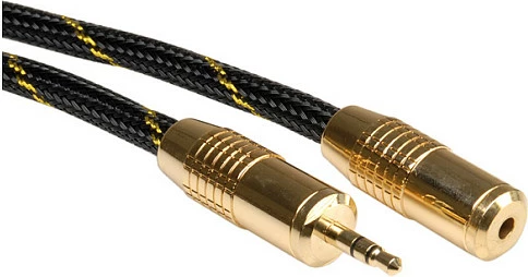 Kabllo zgjatëse audio ROLINE GOLD 3.5mm, 2.5m, mashkull-në-femër, e zezë/ari