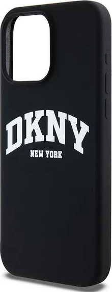 Mbështjellës DKNY Liquid Silicone me logo të bardhë, MagSafe, për iPhone 14 Pro Max, i zi