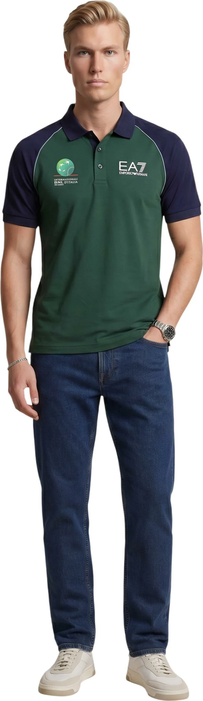 Maicë polo për meshkuj EA7 7M002805 AF13689, blu-jeshile [Madhësia: XS]