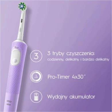 Furçë dhëmbësh elektrike Oral-B Vitality Pro D103 Duo, 3 modalitete, 2 copë, zezë/vjollcë, set 2 copë