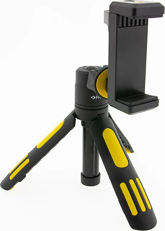 Tripod i rregullueshëm PATONA Premium me mbajtës për celular, i zi/verdhë