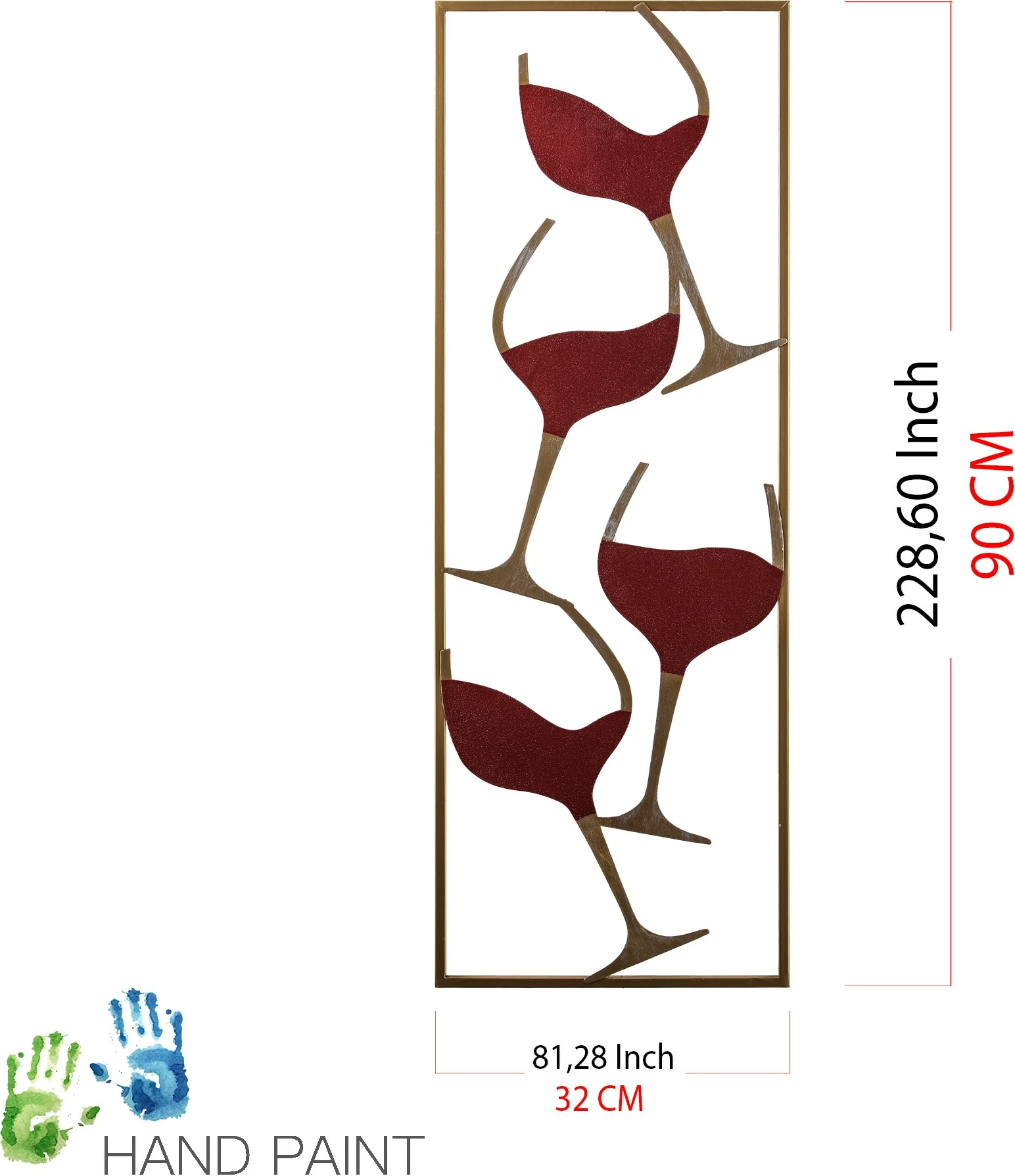 Aksesor dekorativ metalik për mur, Wallity, motiv vere, shumëngjyrësh, 32x5x90cm