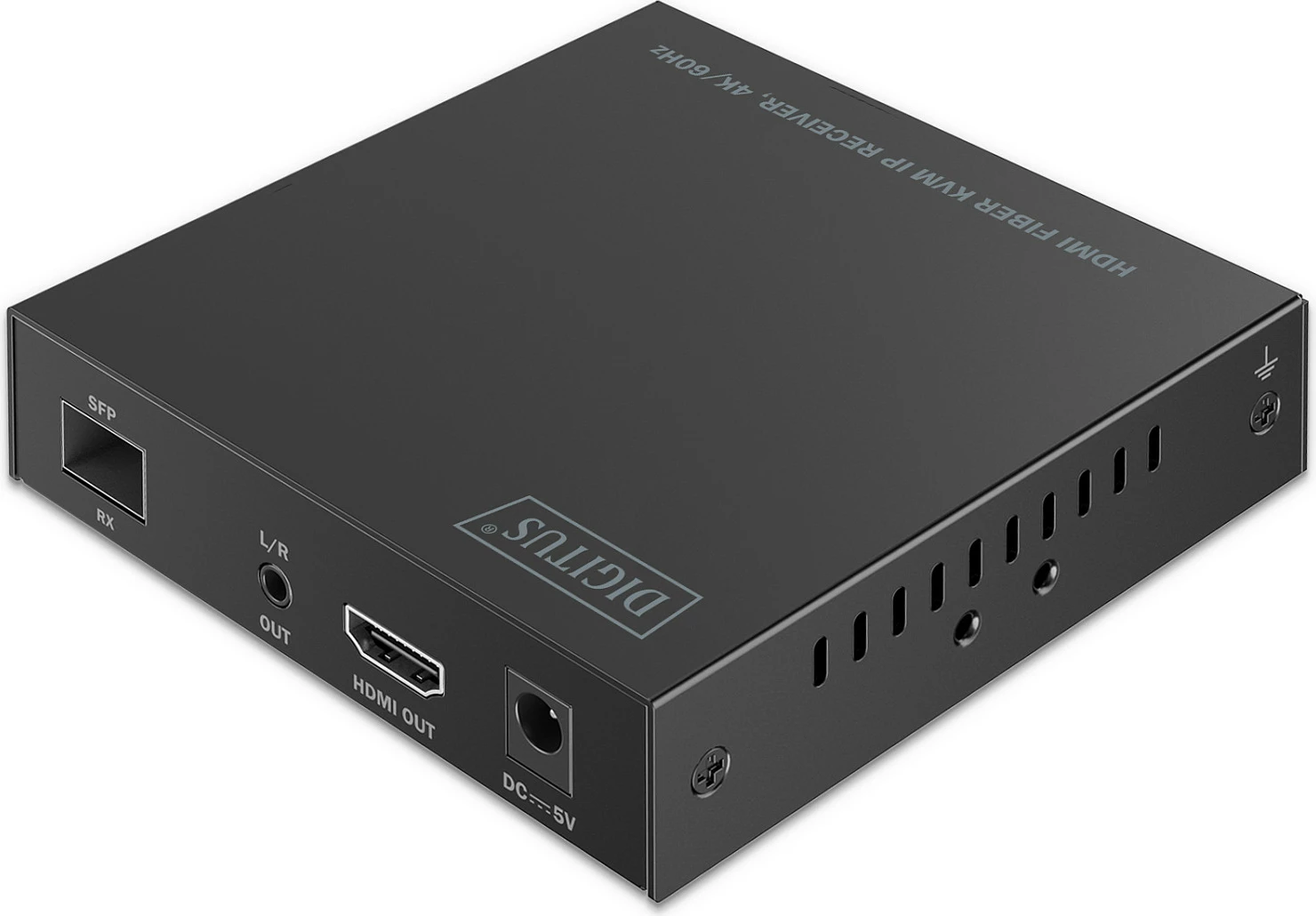 Marrës HDMI Fiber IP Digitus 4K/60Hz, HDMI 2.0, SFP+, i zi