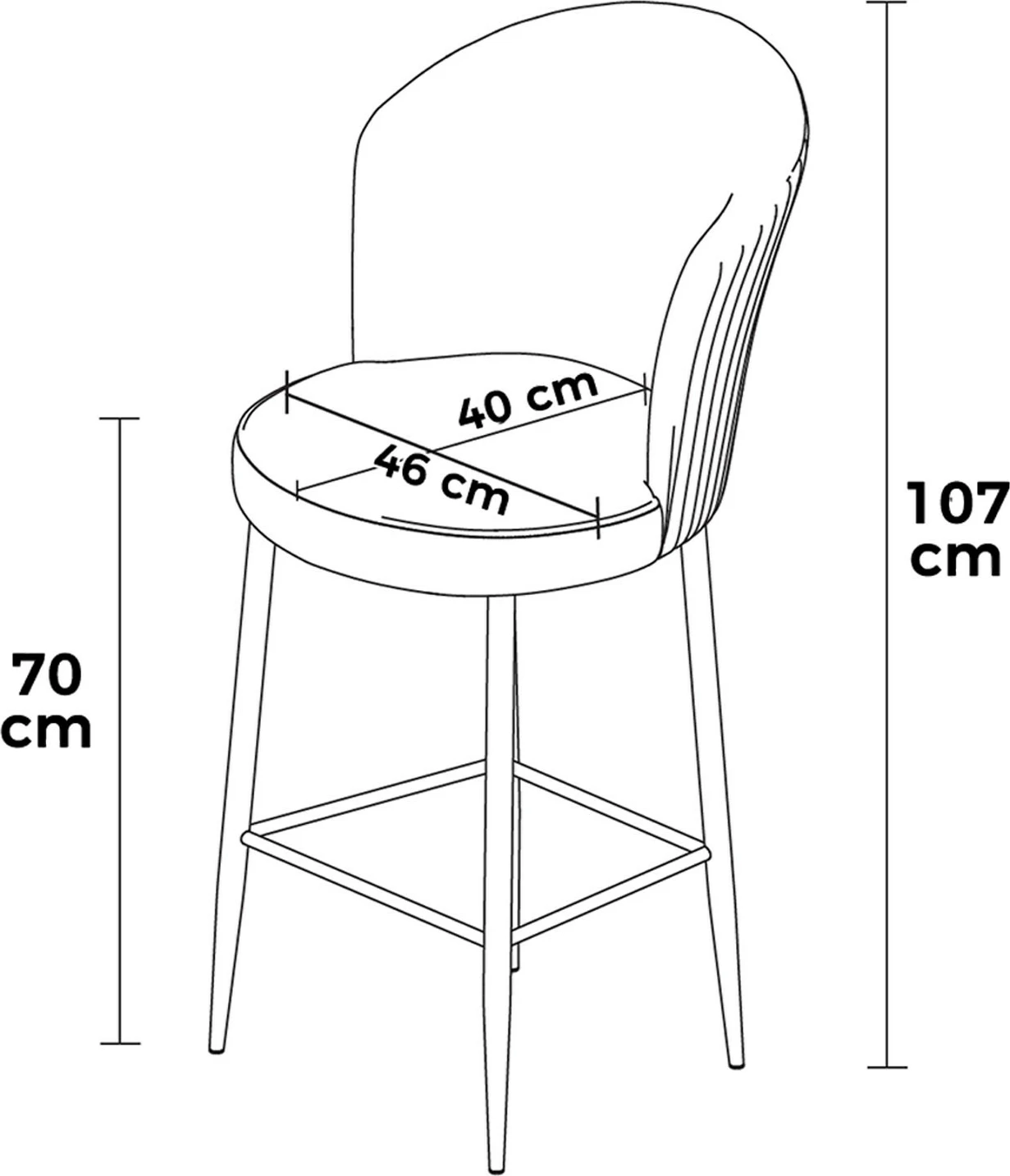 Set karrigesh për bar (2 copë), Hanah Home, Uras, gri dhe e zezë