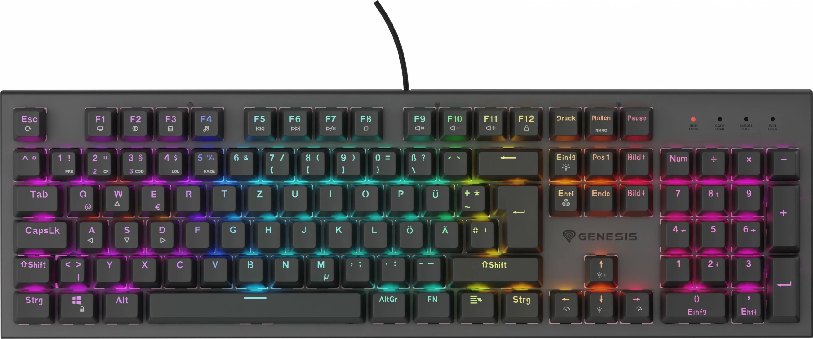 Tastierë mekanike gaming Genesis THOR 303 Silent, RGB, QWERTZ, me kabllo, e zezë