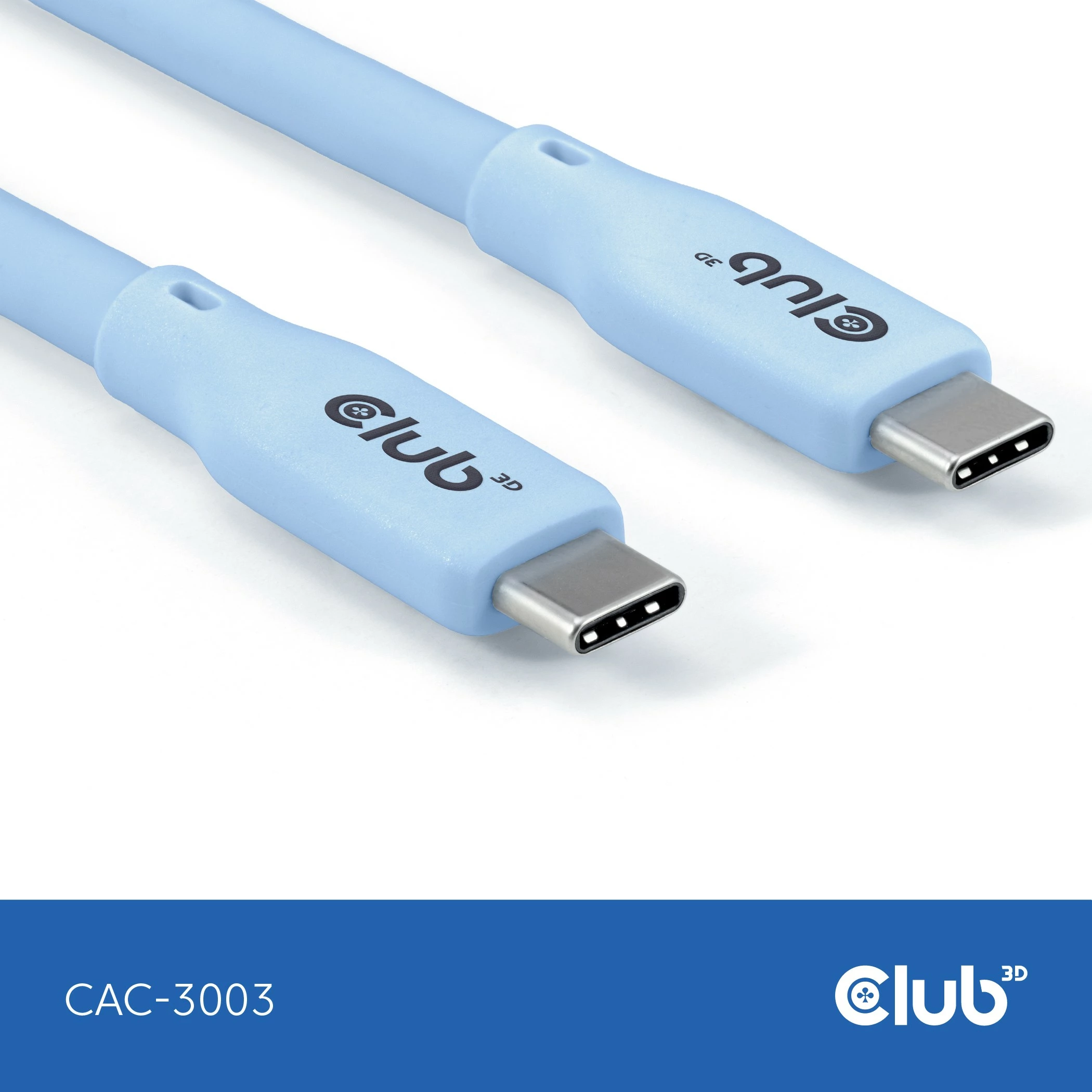 Kabllo USB-C Club3D CAC-3003, 2m, 240W, 20Gbps, blu