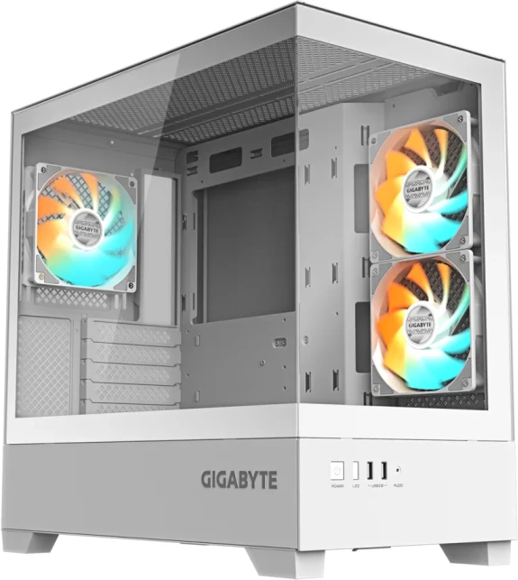 Kasë GIGABYTE C201 PANORAMIC ICE GB-C201PI midi tower, Mini-ITX/Micro-ATX, ARGB, tempered glass, e bardhë