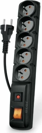 Zgjatues rryme me mbrojtje Acar F5 W0104, 5 priza, 1.5 m, 2300 W, prizë e drejtë, zi