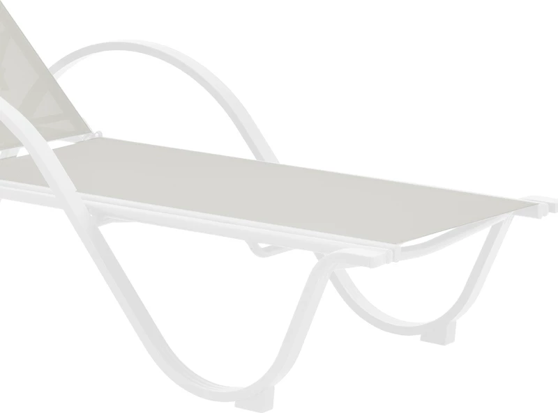 Shezlong me krahë Attain alumini i bardhë dhe tekstilene ngjyrë bezhë 200x62x35cm