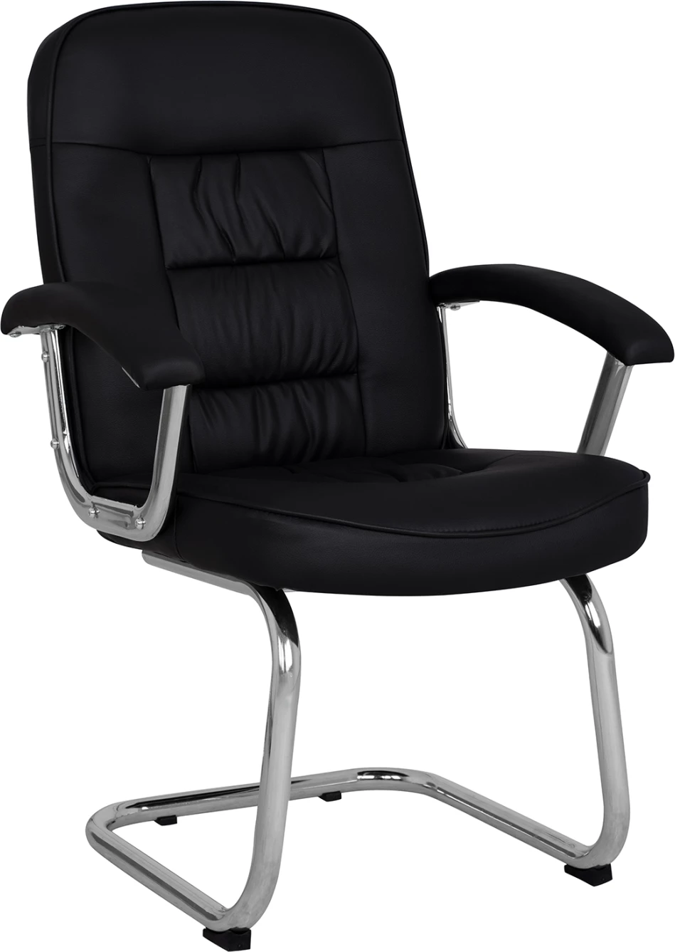 Karrige konferencash FH1114, ngjyrë e zezë PU, bazë kromi, 61.5x62x98 cm, set prej 2 copë