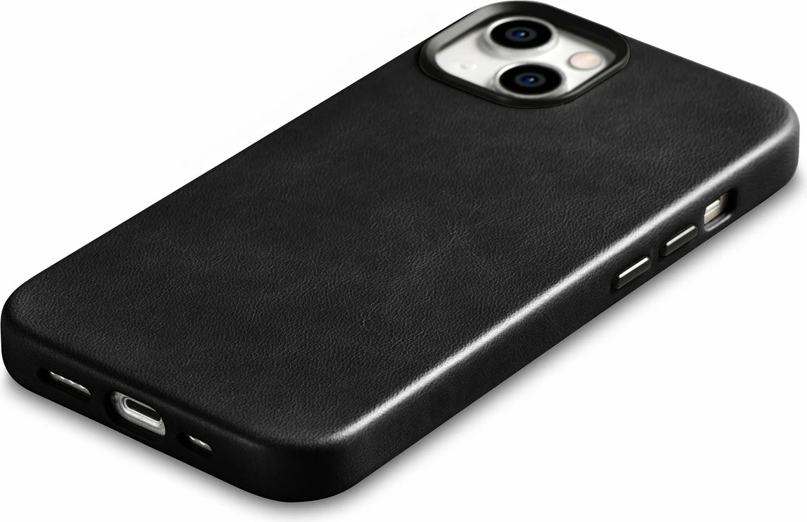 Mbështjellës iCarer Oil Wax Premium Leather për iPhone 14 Plus me MagSafe, i zi